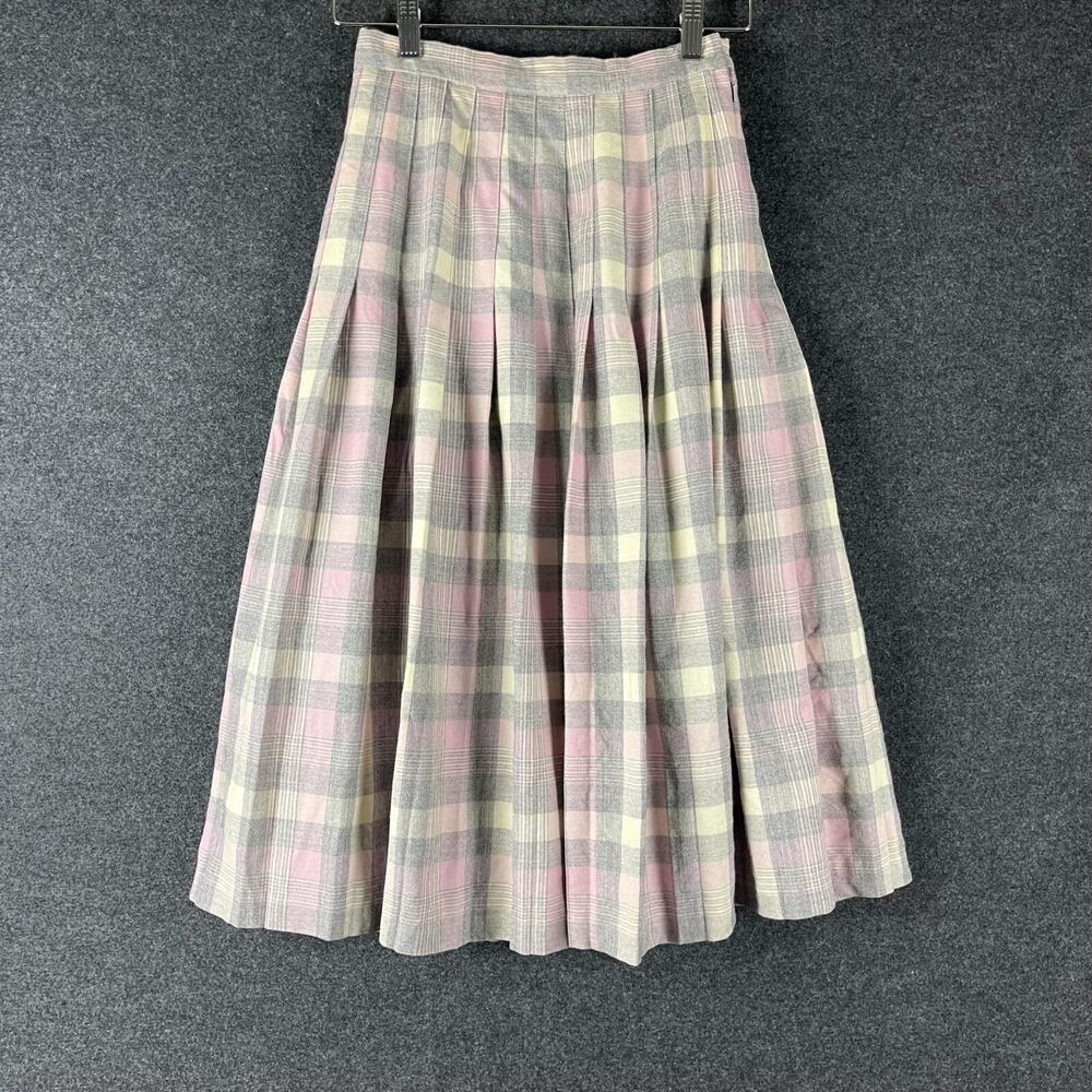 Vintage Edinburgh Woollen Mill Wool Pleated Skirt Womens 10 Pink Plaid Academia‎